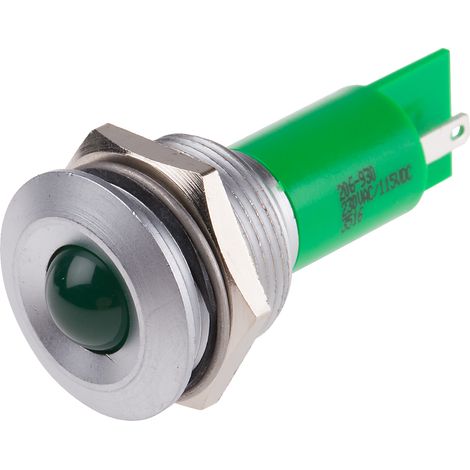 Voyant LED lumineux Vert RS PRO, dia. 19.5mm, 115 V dc, 230V c.a. ( Prix pour 1 )