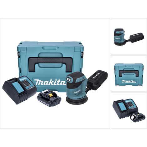 Makita DBO 180 SY1J Akku Exzenterschleifer 18 V 125 mm + 1x Akku 1,5 Ah + Ladegerät + Makpac