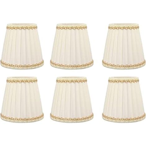 6 abat-jour modernes de style européen avec clip, mini abat-jour en tissu plissé pour lampe de table et lampe murale, 9 x 14 x 13 cm (1/5)