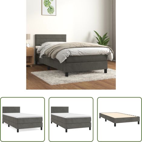 Samtbett - Boxspringbett mit Matratze Dunkelgrau 100x200 cm Samt (1/5)