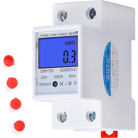 Compteur d'électricité triphasé à affichage numérique LCD, adapté au montage sur rail DIN, compteur d'électricité triphasé à quatre fils. (1/5)