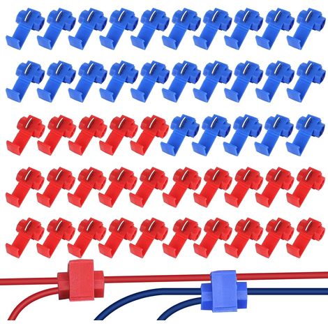 Cosse Electrique-Lot de 50-Connecteur Automobile-Cosses Electriques-Connecteurs de Dérivation Rapides-Connecteur Rapide de Dérivation de Câble de Voleur de Câble(25 Pcs Rouge+25 Pcs Bleu) (1/5)