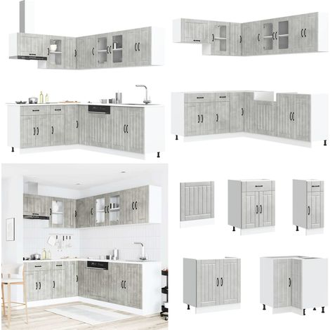 vidaXL 11-tlg. Küchenschrank-Set Lucca Betongrau Holzwerkstoff (1/5)