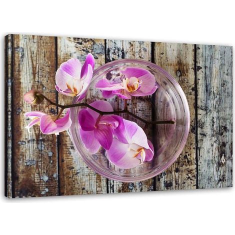 Tableau sur toile Orchidée fleurs bois Spa 90x60 (1/5)