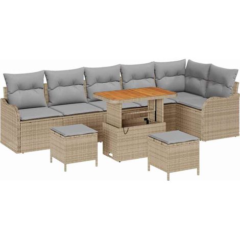 Maison Exclusive - Set Divano da Giardino con cuscino 9 pcs Beige e Grigio Chiaro