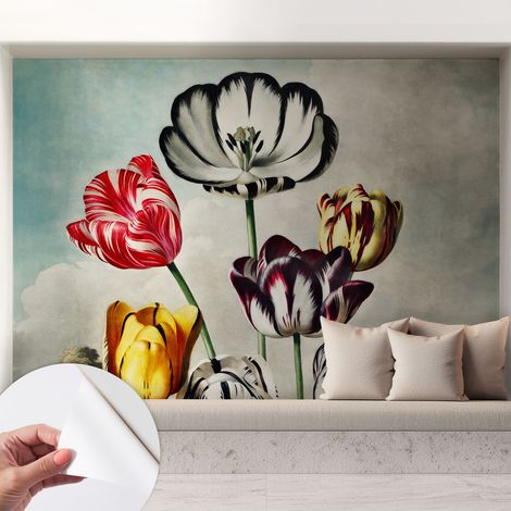 Carta da parati autoadesiva - impermeabile - murale da parete - decorazione murale - Tulipani colorati 208x146 cm (1/5)