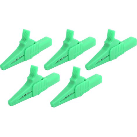 5 pinces de test de sécurité J.60039 multifonctions, type clamp avec douille 4mm pour instruments électroniques, vert, lot de 5 (1/5)
