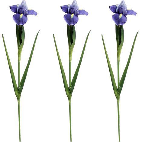 Fleur Artificielle Iris - Hauteur 60 Cm - Tige Avec Fil Métallique - Pour Décoration Mariage Intérieur Vase - Lot De 3 (1/5)