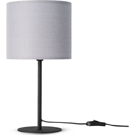 Paco Home Lámpara De Mesa Mural Salón Dormitorio Pantalla De Tela Uni Lámpara de mesa - Negro, Gris (Ø18 cm) (1/4)