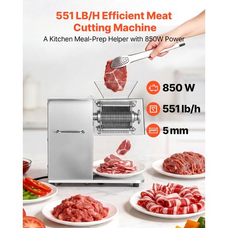 Trancheuse Électrique Professionnelle, Éminceur à Viande avec Lame Tranchante en Acier Inoxydable de 5 mm, pour Viande Fraîche Déso… (1/5)