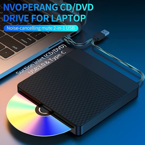Slot-loading CD/DVD burner, external optical drive for laptops, slot-loading CD/DVD drive (1/5)