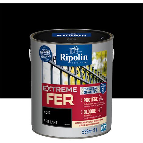 Peinture pour Fer Extérieur - Brillant - 2L - Noir - Ripolin (1/4)
