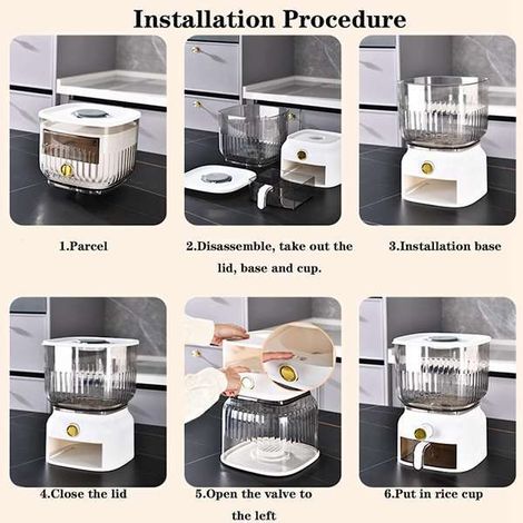 Seau doseur à riz à pression, boîte de rangement pour riz étanche aux insectes et à l'humidité, récipient hermétique, 10 kg