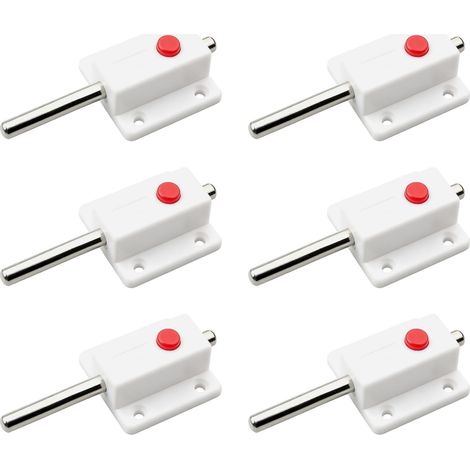 Loquet à ressort à bouton-poussoir, porte ouverte à retour automatique pour armoires, fenêtres et tiroirs, blanc, 6 pièces (1/5)