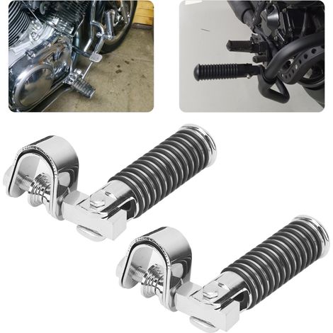 Paire de repose-pieds pour moto, fixation pour barre de crash 1 pouce, compatible Honda, argenté (1/5)
