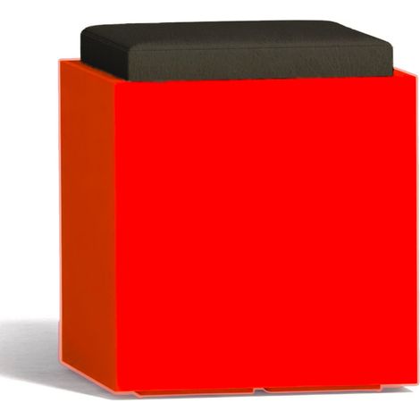 Leuchtende Sessel Square Bright mit Led-Pouf, quadratischer, für den Außenbereich "Made in Italy" -Rot / Mit Kabel