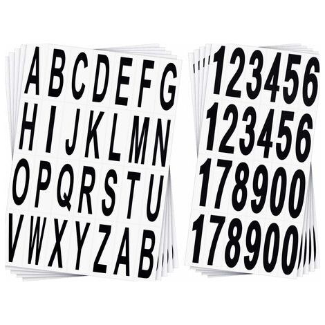 Memkey – Lot de 10 feuilles autocollantes de numéros et lettres en vinyle noir – Taille 6,7 x 2,2 cm – Pour boîte aux lettres, porte, véhicule (1/5)