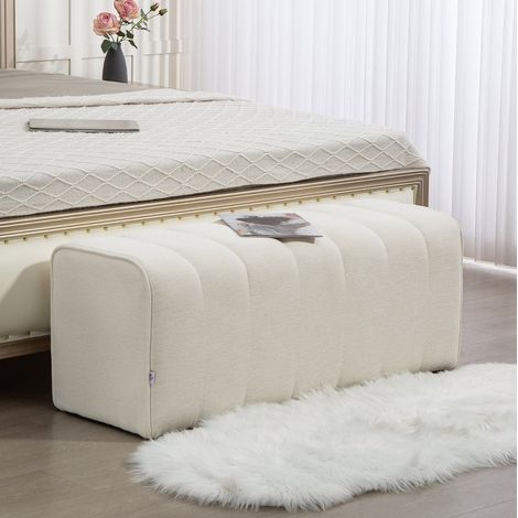 Panca imbottita da camera 110 x 40 x 44 cm, portata 220 kg, bianco crema DESVIAE (1/5)