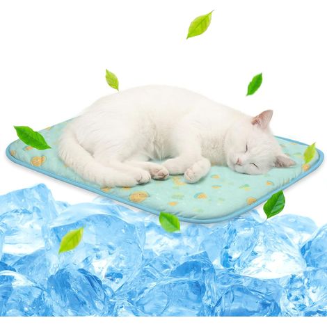 Tapis de refroidissement pour animaux de compagnie - Q-Max0,345 Tapis de refroidissement en soie glacée pour chiens et chats, couverture rafraîchissante portable et lavable pour animaux de compagnie, (1/5)