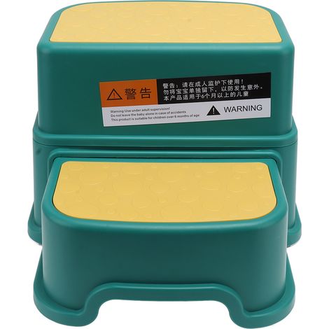 Lot de 3 marchepieds pour enfants, stables et antidérapants, avec bords lisses, pour salle de bain, toilettes et cuisine (vert). (1/5)