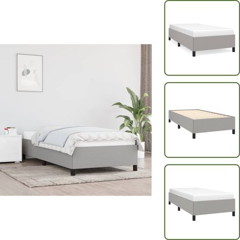 Bettgestell ohne Matratze Hellgrau 100x200 cm Stoff - Bettrahmen - Doppelbett - Schlafzimmermöbel - Boxspringbetten - Lattenrost (1/5)
