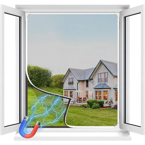 Mosquitera magnética para ventana, mosquitera de hasta 130x150 cm, tamaño ajustable con marco desmontable, mosquitera de fibra de vidrio, fácil instalación, no requiere taladrar ni atornillar. (1/5)