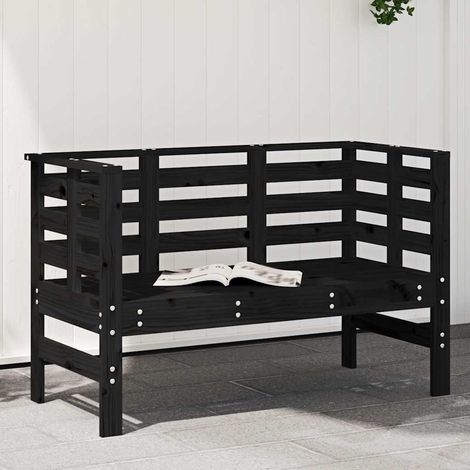 vidaXL Panca da Giardino Nera 111,5x53x71 cm Legno Massello di