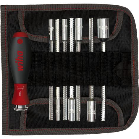 Wiha Set di giravite con lame di ricambio SYSTEM 6 Chiave a tubo esagonale, 9 pz. con borsa avvolgibile (27712) (1/2)