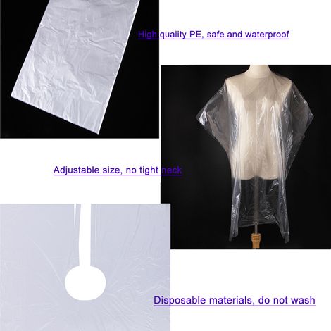 50 capes de coiffure jetables imperméables pour salon, accessoires de barbier, tabliers de coupe (1/4)