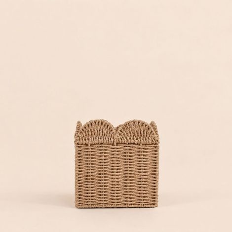 Panier carré en corde de papier festonné 20cm (1/5)