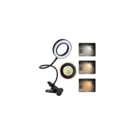 5X Loupe à Pince, 360° Flexible avec Lumière, 3 Couleurs 10 Luminosité, pour Bureau, Étude, Lecture, Loisirs et Artisanat (1/5)