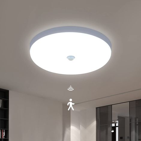 GOECO Round LED Ceiling Light 30W LED Ceiling Lamp with Infrared Motion Sensor,Modern Flush Mount Ceiling Light for Hallway Stairway Porch Warehouse Garage (1/5)