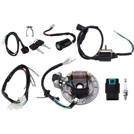 Bobine d'allumage CDI Faisceau de fils de bougie Kit de stator magnéto pour 50 cc - 140 cc Kick Start Dirt Pit Bike ATV