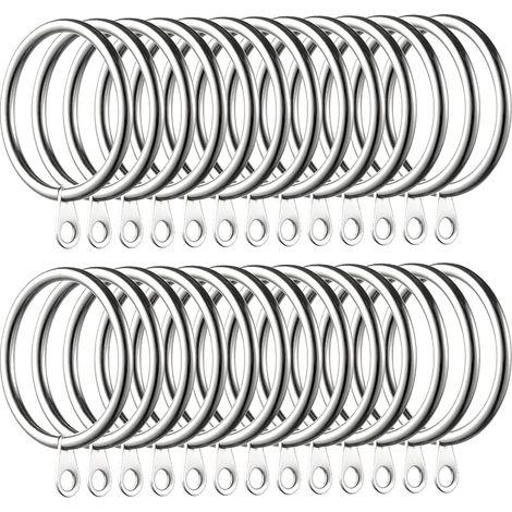 60 Stück Gardinenringe, Metall-Gardinenaufhängungsringe für Gardinen und Gardinenstangen, 38 mm Innendurchmesser (Silber) (1/5)