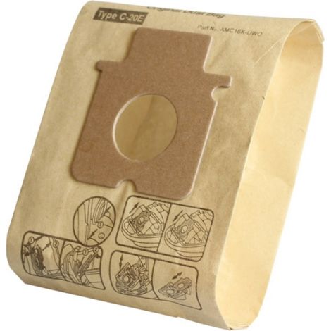 Bolsas aspirador Panasonic C-20E (5 uds.). Carton 91x111 mm. Boca 41 mm