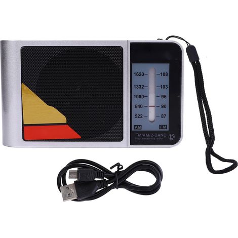 Radio Portable AM FM HiFi ABS Compacte Rechargeable USB Bonne Réception Son Clair Idéale pour Seniors Maison et Extérieur 15x8.7cm (1/5)