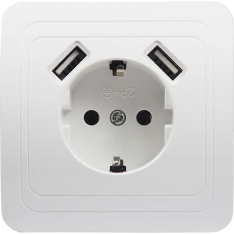 Prise murale universelle pour téléphone, Double Port USB 5V, 2A,Mur européen standard allemand (1/5)