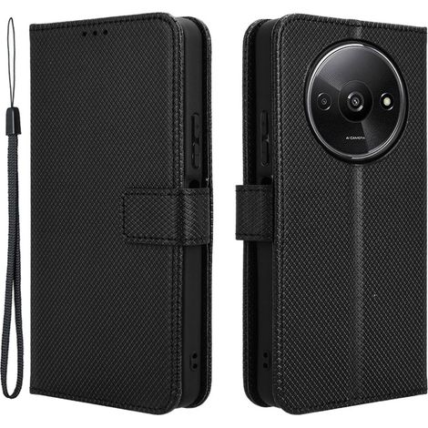 Custodia a libro per Xiaomi Redmi A3, con chiusura magnetica intelligente, colore nero. (1/5)