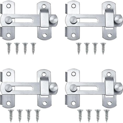 Ensemble de 4 serrures de porte en acier inoxydable, loquet rabattable argenté, serrure de porte et fenêtre de salle de bain, serrure coulissante, loquet de serrure pour tous types de portes intérieur (1/5)