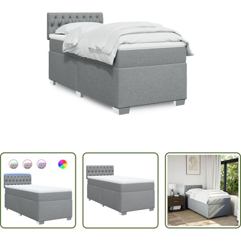 Matratze - Boxspringbett mit Matratze Hellgrau 100x200 cm Stoff (1/5)