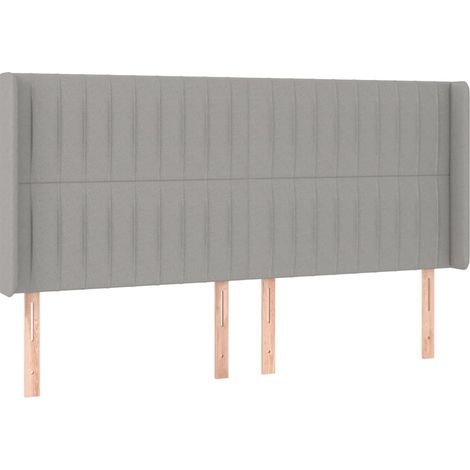 Testiera Testata del letto ad Orecchio Grigio Chiaro 163x16x118/128 cm in Tessuto (1/4)
