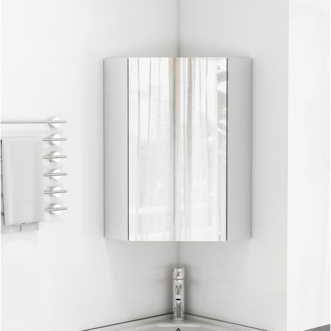 Armadietto da bagno angolare a parete con 3 specchi bianco 32,5 x 32,5 x 55,6 cm DESVIAE (1/5)