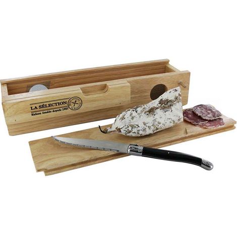 Cave à Saucisson - COOK CONCEPT - Beige - Coffre avec Planche à Découper