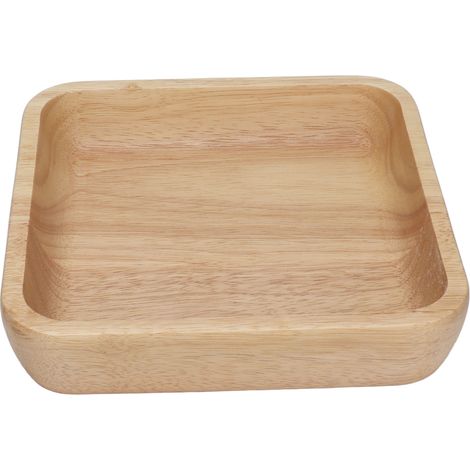 Bol à Salade Carré en Bois Épais, Simple et Élégant pour Cuisine et Restaurant, 18cm / 7.1in