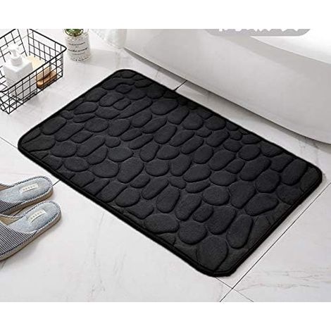 Tappetino da bagno antiscivolo in memory foam, assorbente, lavabile in lavatrice, tappetino per doccia, 50 x 80 cm, nero (1/5)