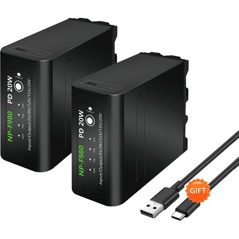 Batterie d'appareil photo, Charge rapide, Indicateur de puissance LED, Noir (1/2)