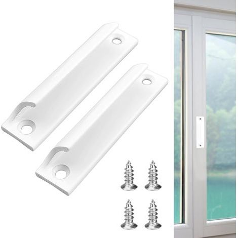 Poignée en alliage d'aluminium 2 pièces Poignée de porte coulissante Poignée de porte de balcon Poignée de tiroir d'armoire Pour fenêtres, quincaillerie de meubles avec vis (Blanc) (1/5)