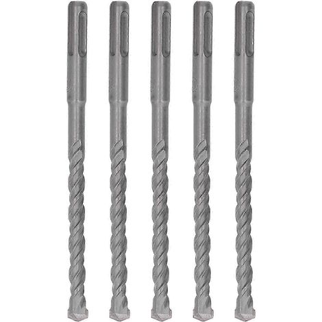 Lot de 5 forets à percussion rotatifs de 160 mm de longueur, à 2 goujures, à pointe carbure auto-centreuse, pour brique, pierre et béton (10 mm / 0,39 po). (1/5)