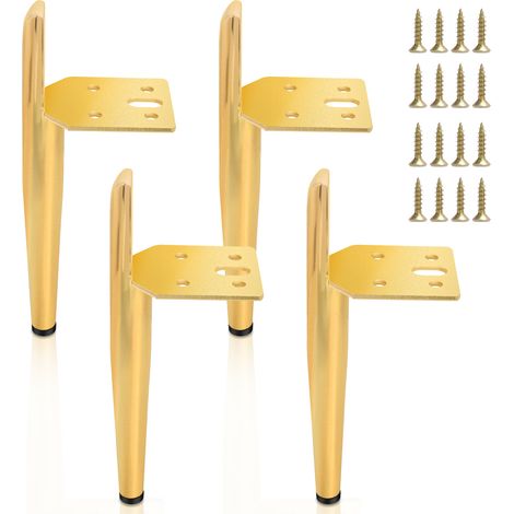 Wolketon 4er Set Möbelfüße Tischbeine Sockelfuß Tischfuß Möbel Metall Gold Höhe:130 mm