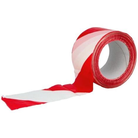 Cinta de señalización de peligros - Para marcar zonas de peligro - No adhesiva - Polietileno de baja densidad (LDPE) - 70 mm x 200 m - Cinta roja y blanca (1/4)